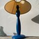 Blue and yellow turned wood lamp SCE 1990