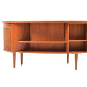 Danish teak kidney desk from the 1950s — organic shape and drum.