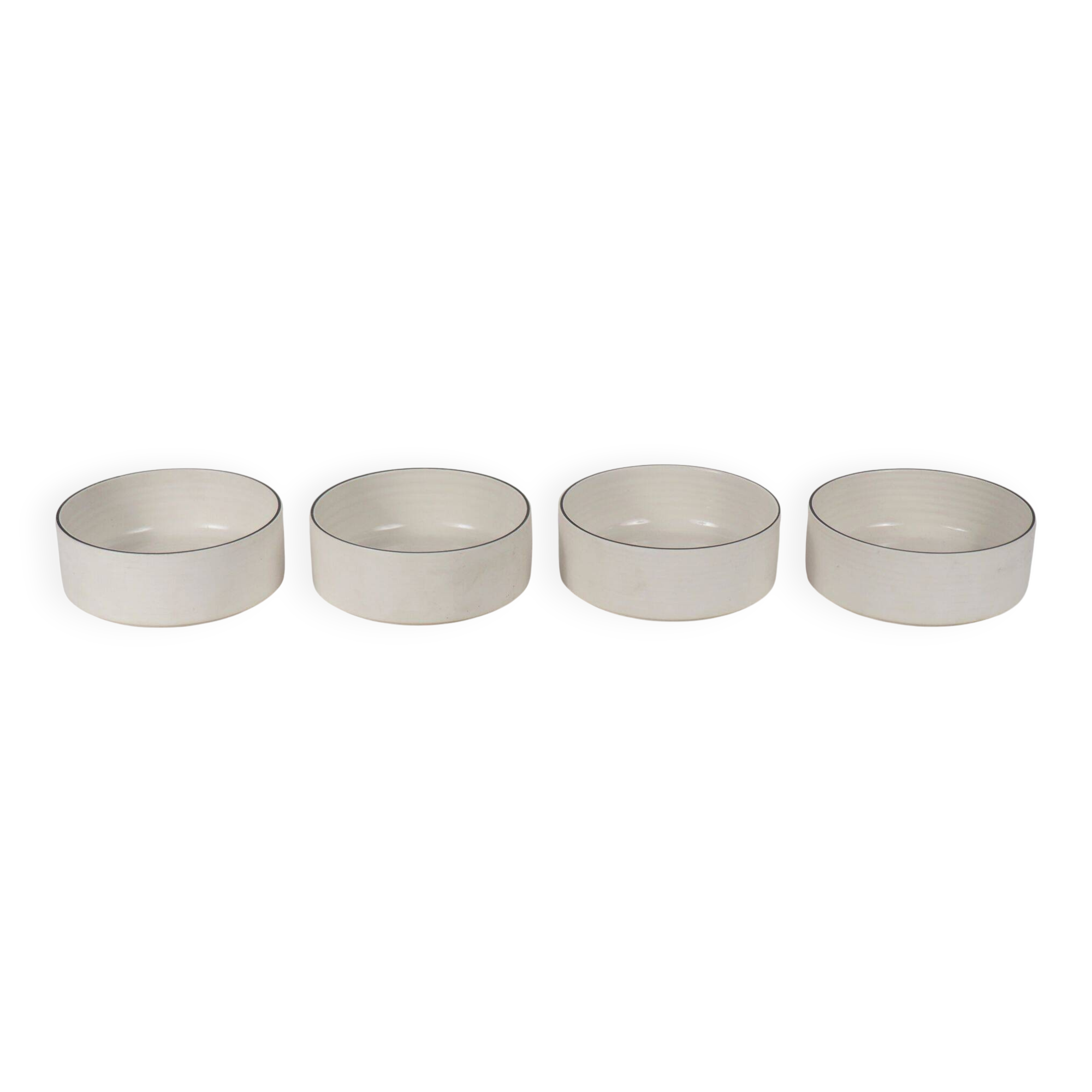 x4 Franco Pozzi Vintage Bowls – White ceramic with black rim