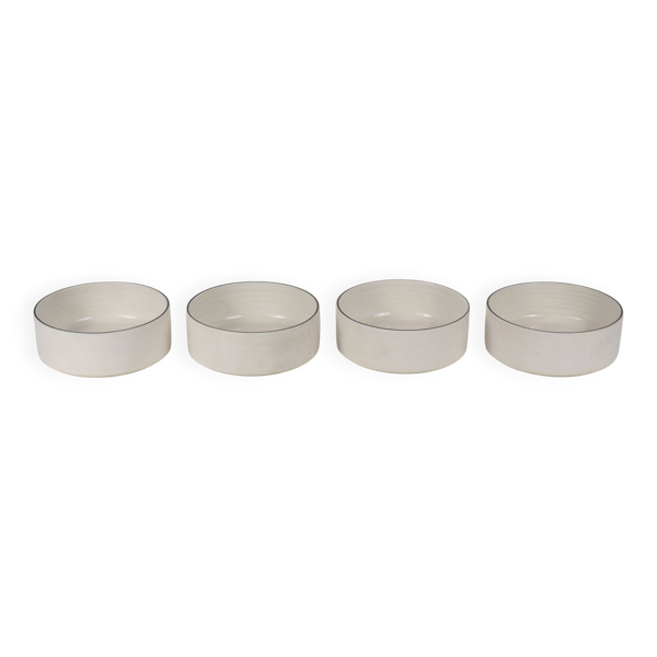 x4 Bols Franco Pozzi Vintage – Céramique blanche avec liseré noir