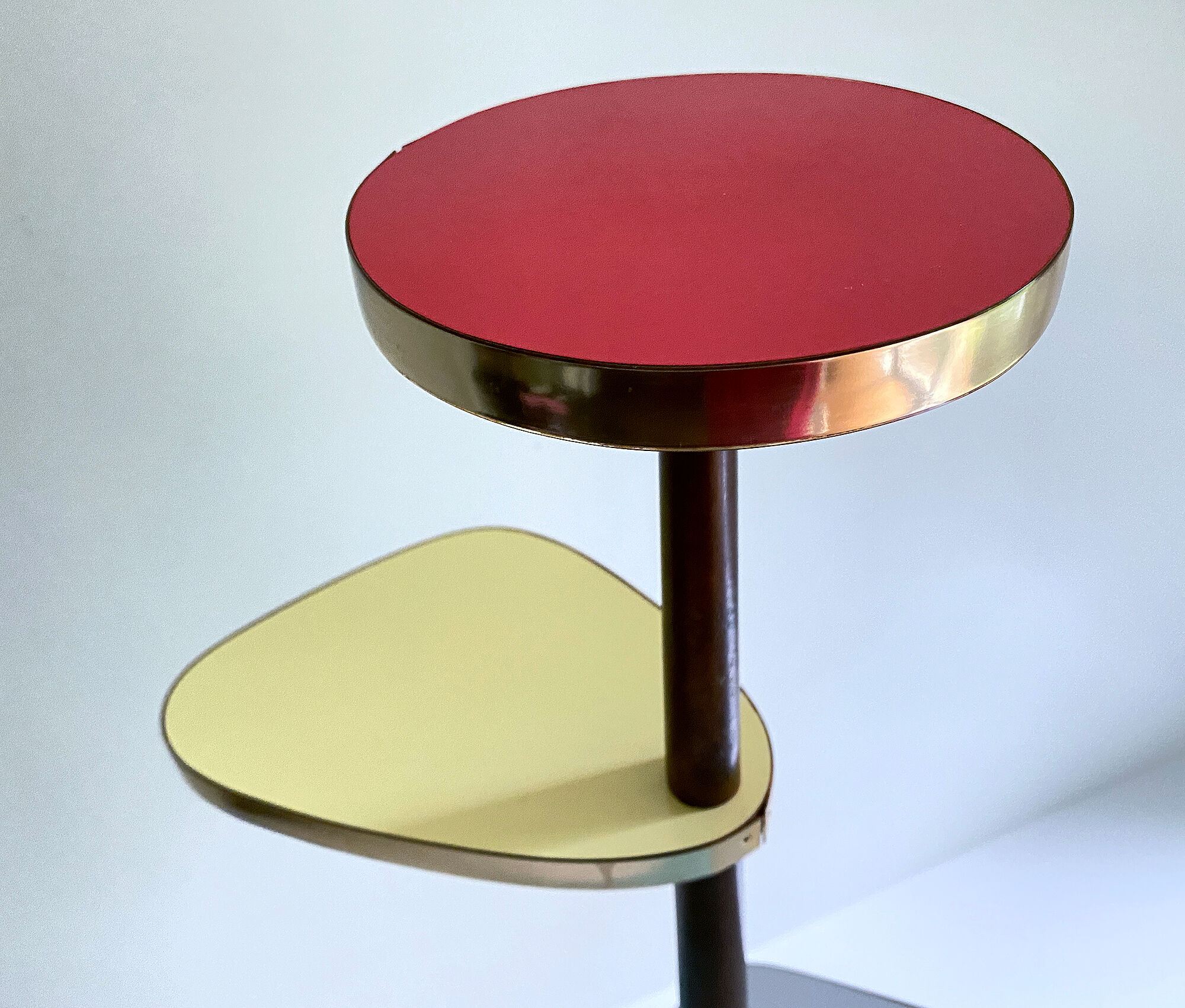 Table Desserte ètagère door vintage plant, 50s, blue gray Yellow Red
