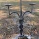 Large brutalist candlestick in handcrafted wrought iron