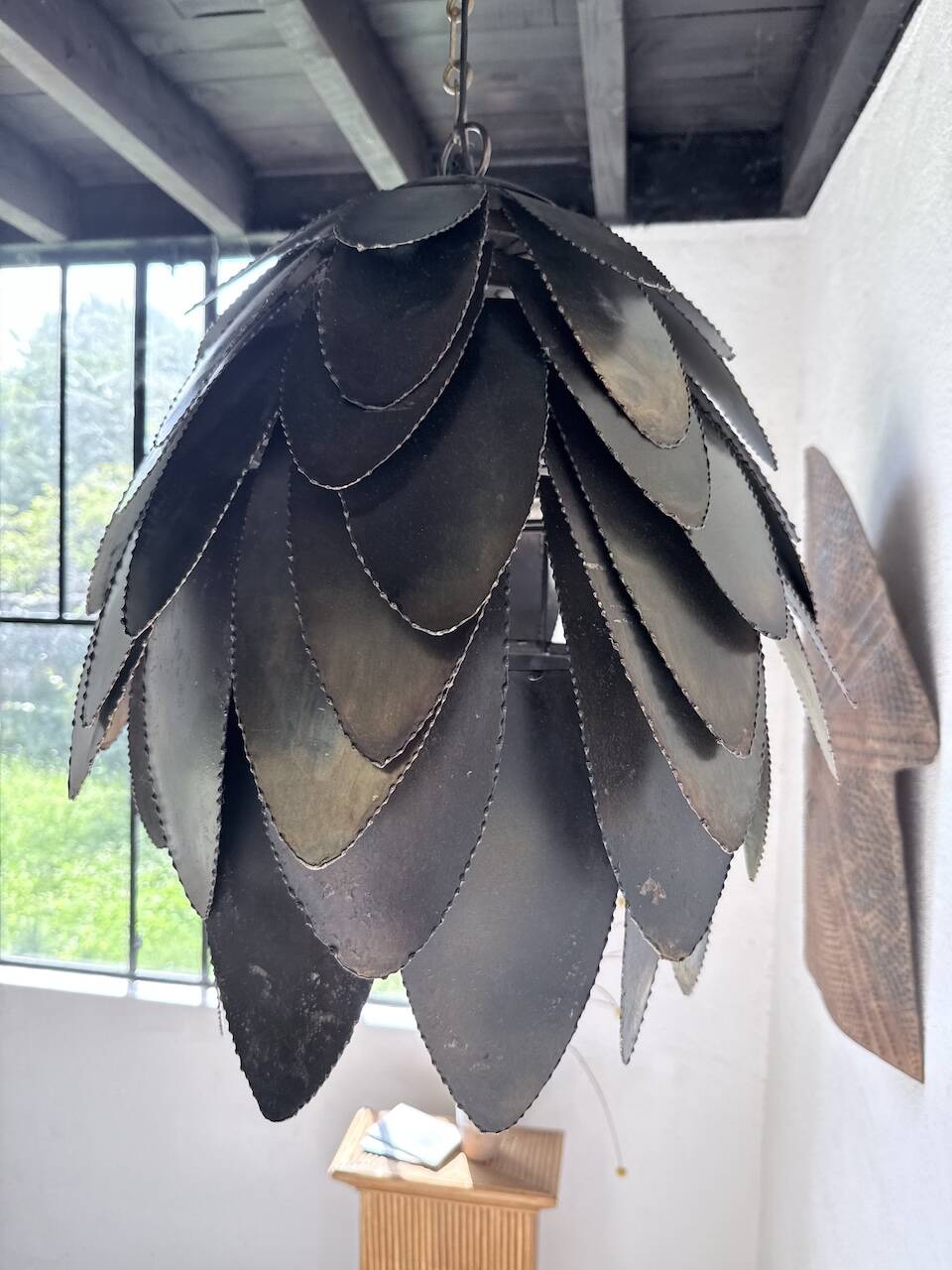 Brutalist suspension Jansen metal welded flower