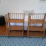 Pair of folding bamboo shelves