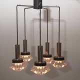1970s pendant cascade lamp in chrome and glass