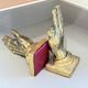 Vintage Gold-Tone Bookend Praying Hands Decorative Bronze Sculptural Book Holder