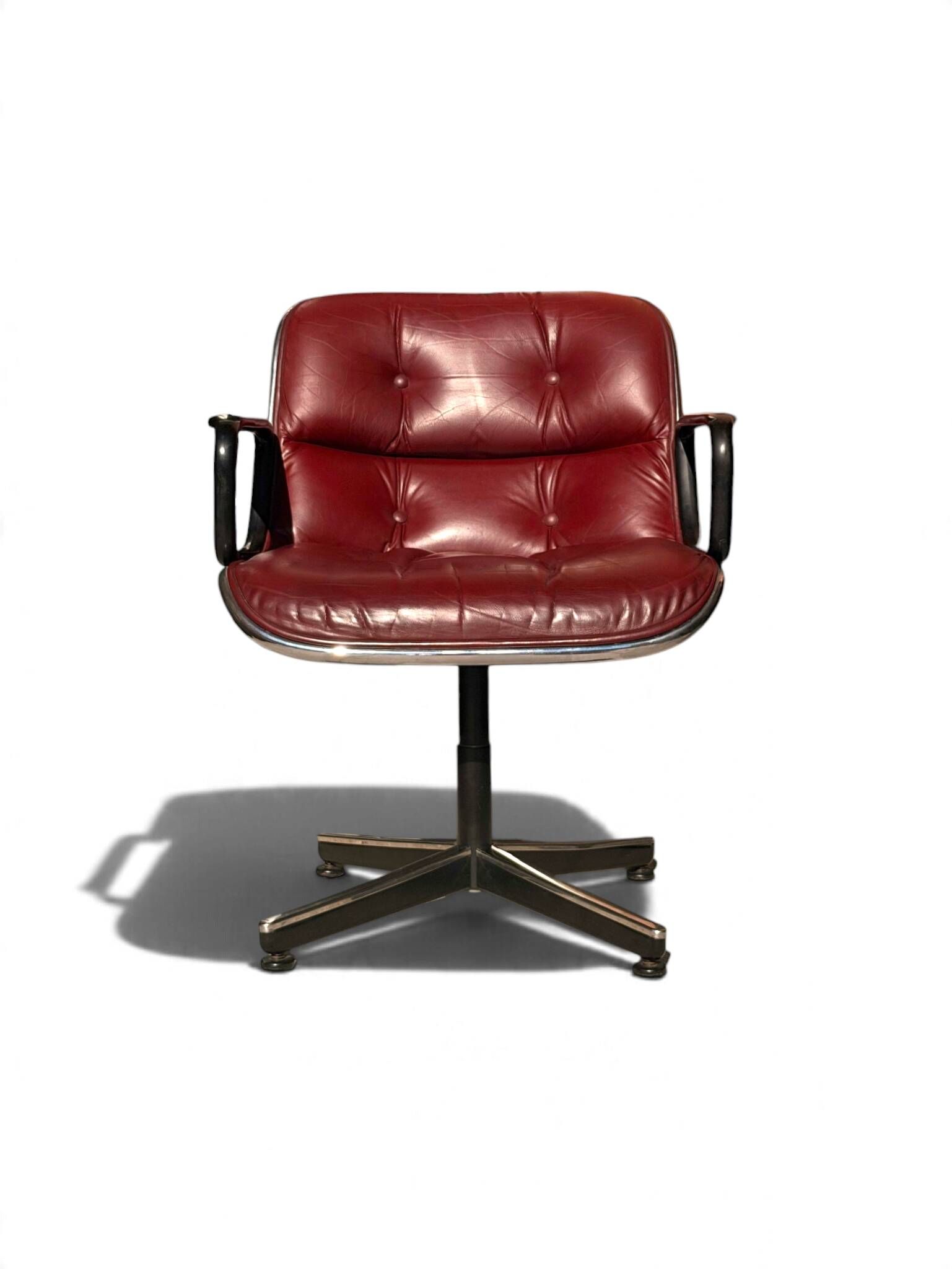 Charles Pollock Executive Chair for Knoll, burgundy leather
