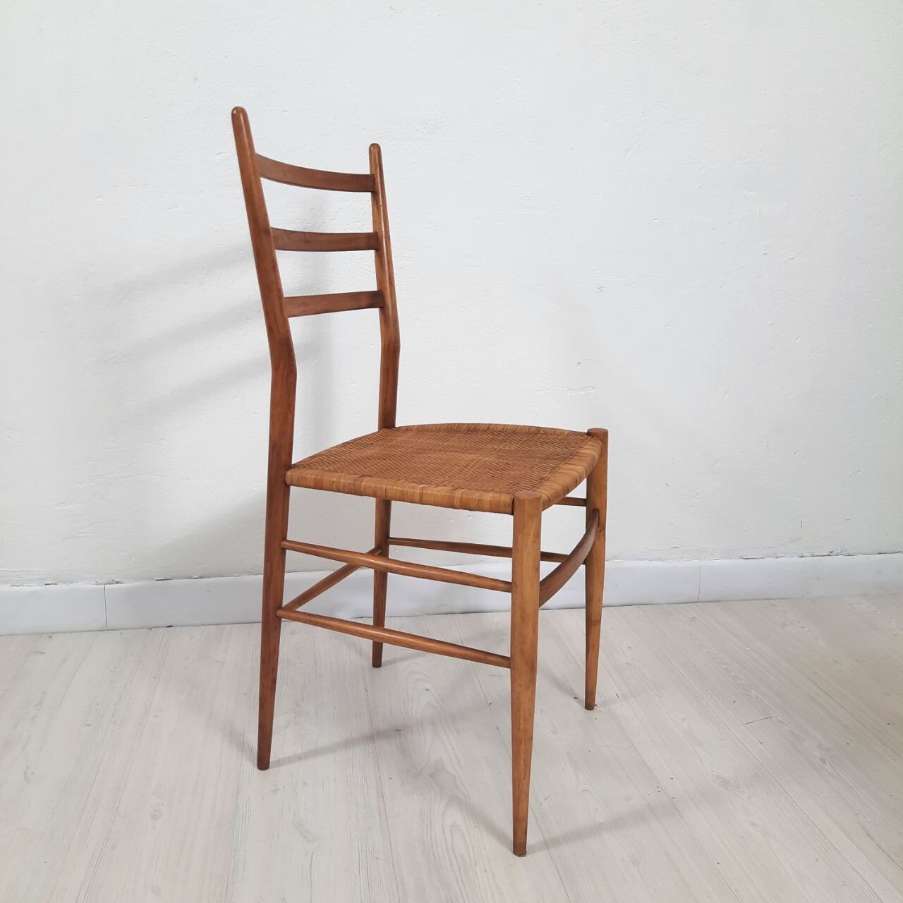 1950s vintage chair, hand-woven chiavarina
