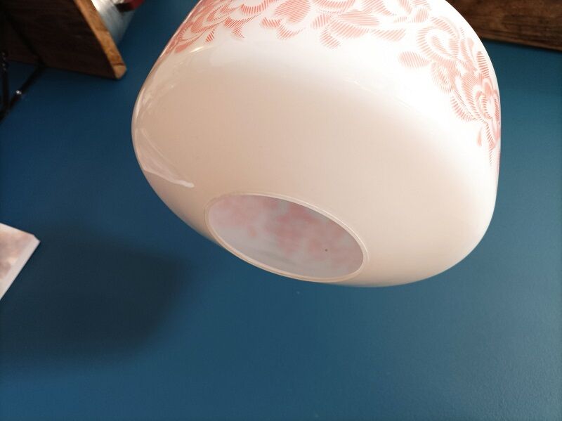 Pendant lamp globe opaline decoration flowers