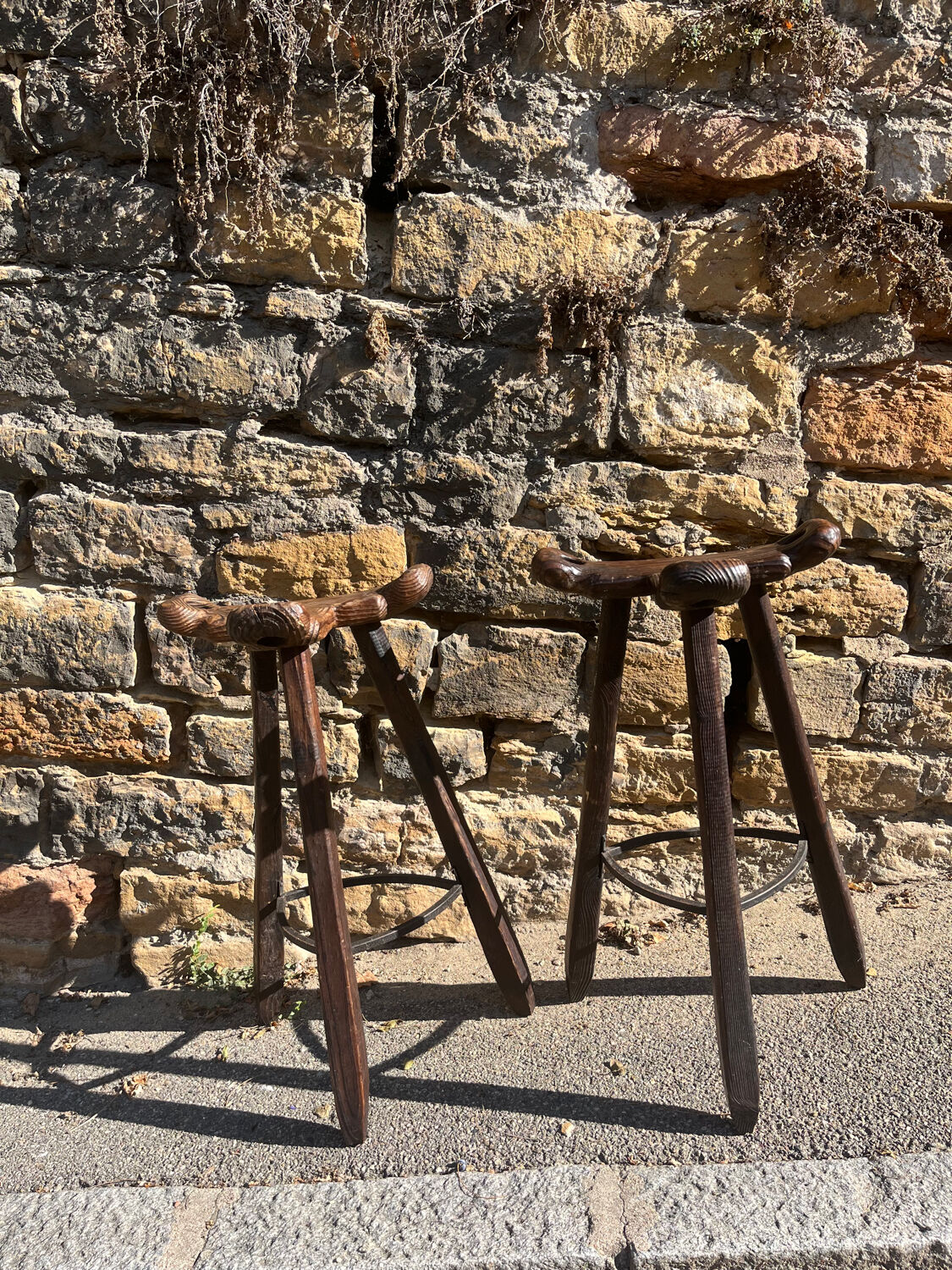2 Brutalist "Marbella" bar stools, Confonorm Spain, 1960s