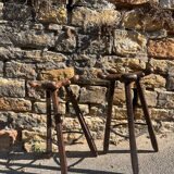 2 Brutalist "Marbella" bar stools, Confonorm Spain, 1960s