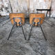 Pair of tublac chairs compass legs chrome metal formica wood vintage #a241