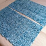 Set of two vintage sky blue rugs from the 70s