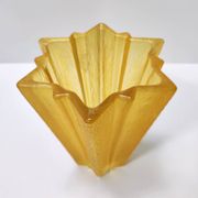 Art deco star shaped yellow glass vase attributed to pierre d'avesn for daum