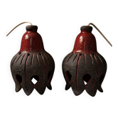 Berth Norrman, Pair of ceramic pendant lamps, Sweden, c. 1970
