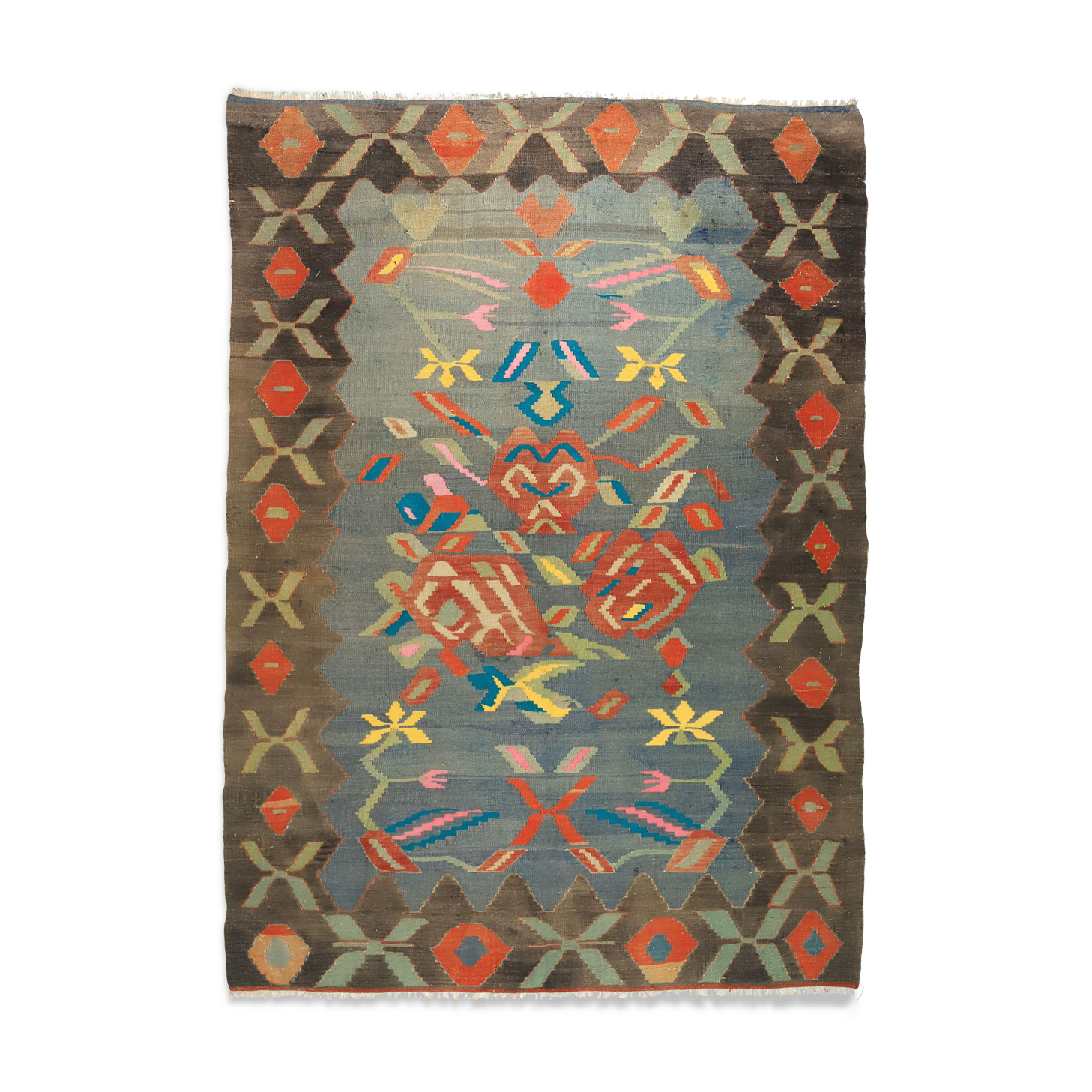 Anatolian handmade kilim rug 242 cm x 178 cm