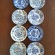 8 assiettes à dessert bleu & blanc Enoch Wood, Churchill & Lunéville