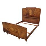 Art Deco bed in walnut and burl walnut 140x190cm