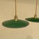 Vintage suspension duo in enamelled sheet metal style indus green and white