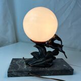 Lamp night light Art Deco opaline signed Limousin