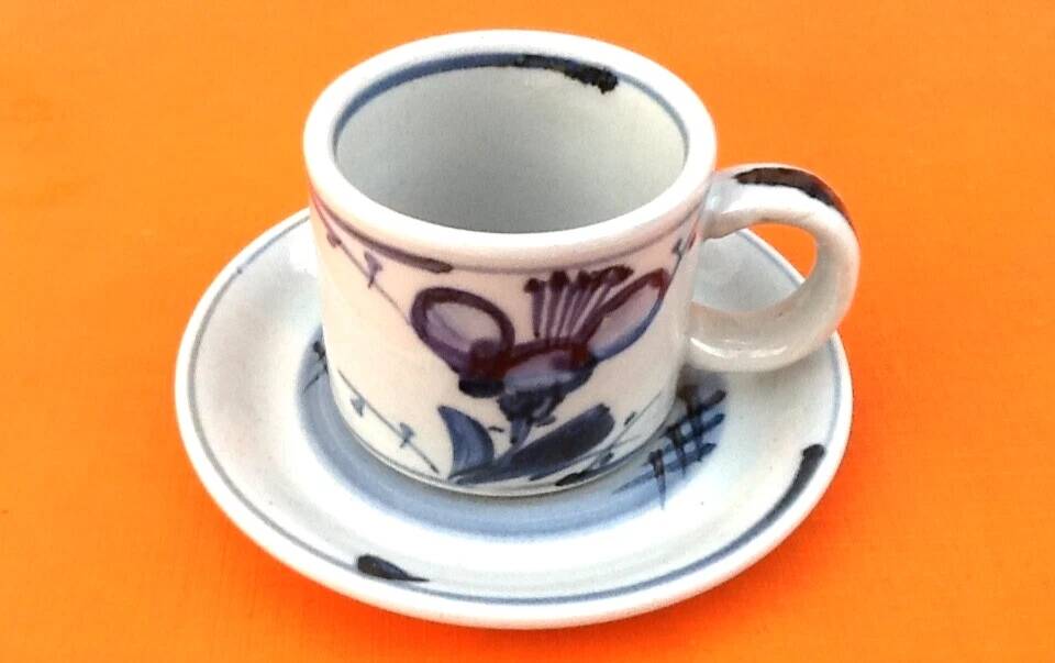 4 Cups / Saucers for coffee Glazed ceramic