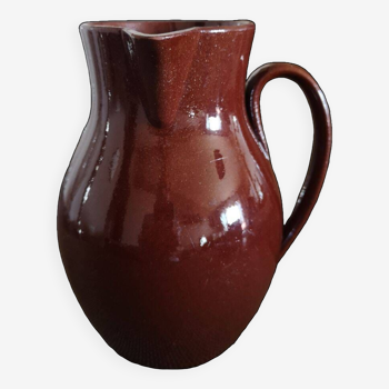 Pitcher / jug in fine red enameled earthenware called Carmelite - Between 1806 and 1840 - Sarreguemines