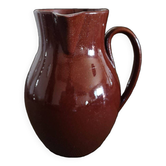 Pitcher / jug in fine red enameled earthenware called Carmelite - Between 1806 and 1840 - Sarreguemines