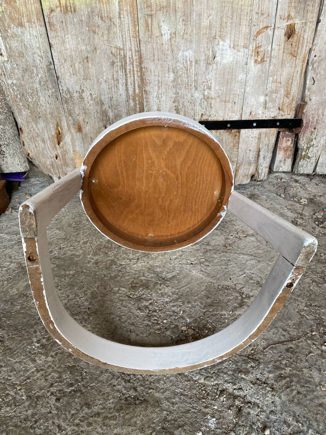 Old Baumann chair model Halfa white wood vintage 70s