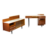 Modular Desks with White Glass Tops by Mojmir Pozar for Up Závody, 1960s