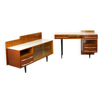 Modular Desks with White Glass Tops by Mojmir Pozar for Up Závody, 1960s