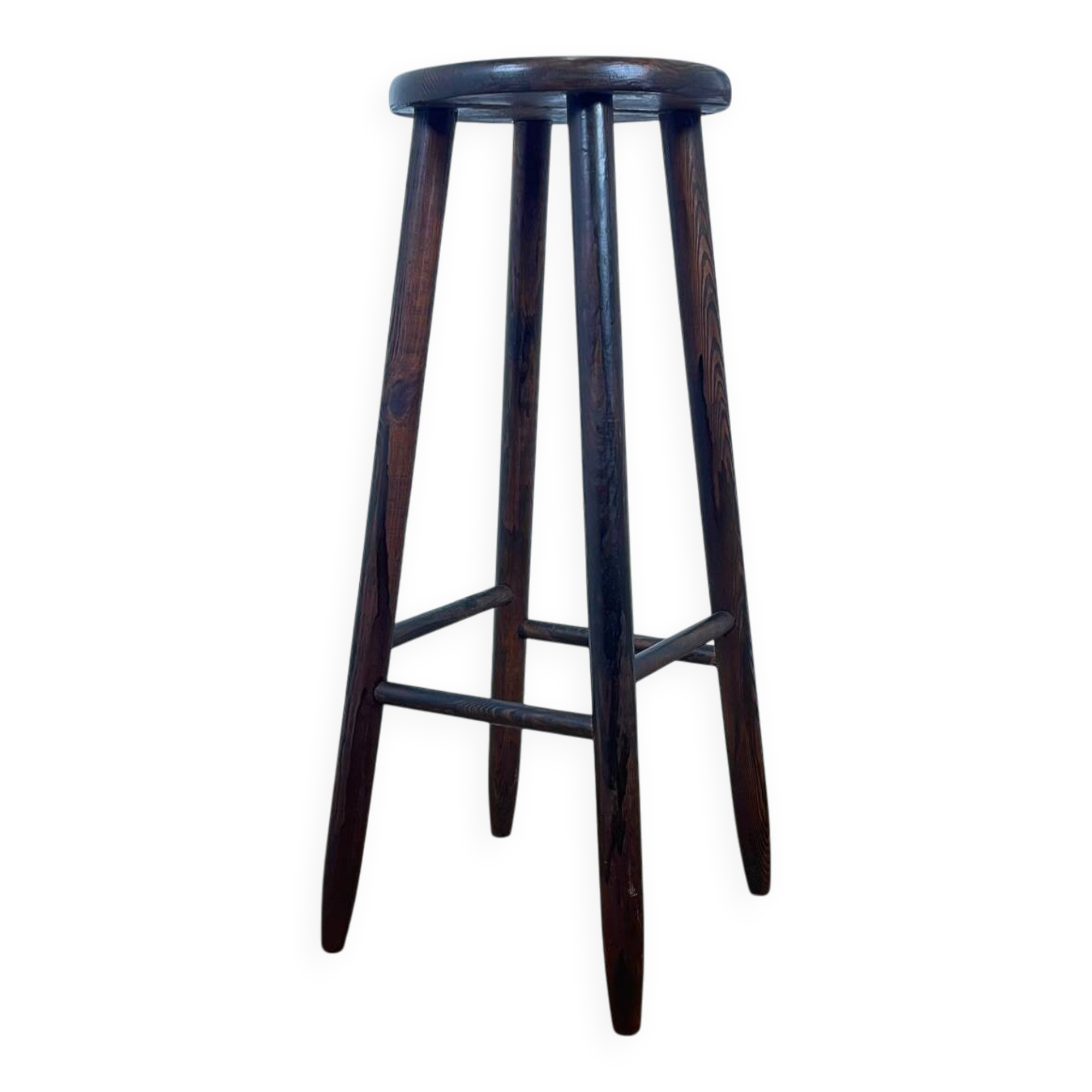 Brutalist bar stool in stained oak