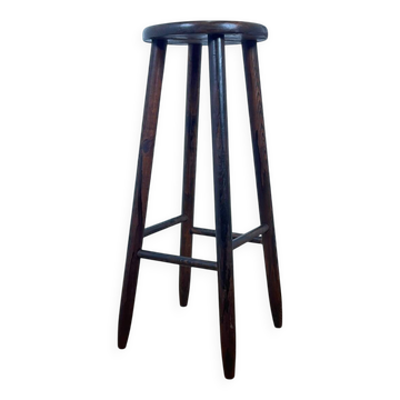 Tabouret de bar brutaliste en chêne teinté