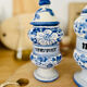 Set of two vintage painted ceramic apothecary pots