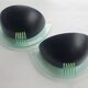 Pair of vintage black metal and plexiglass half-moon wall lights