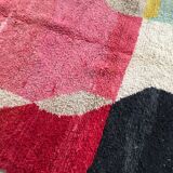 Moroccan Berber carpet Boujaad ecru with colorful flats 287x193cm