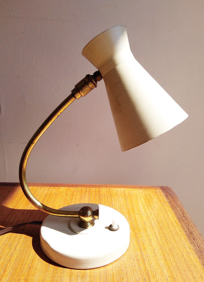 Casserole cream diabolo and brass lamp 1960