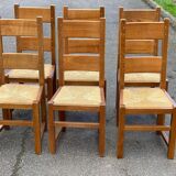 6 solid oak straw farmhouse dining chairs