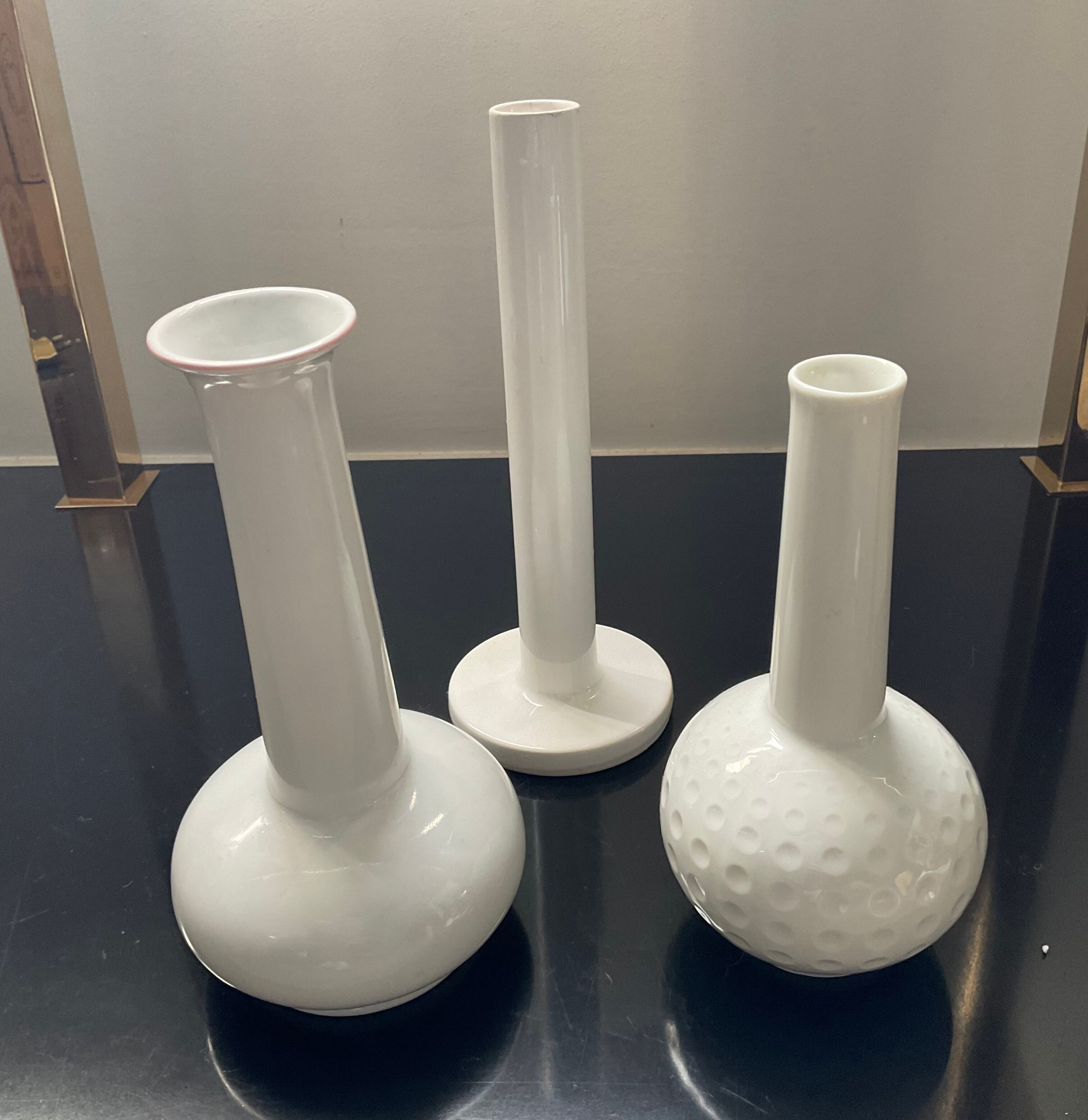 Trio de vases soliflores en céramique émaillée Germany