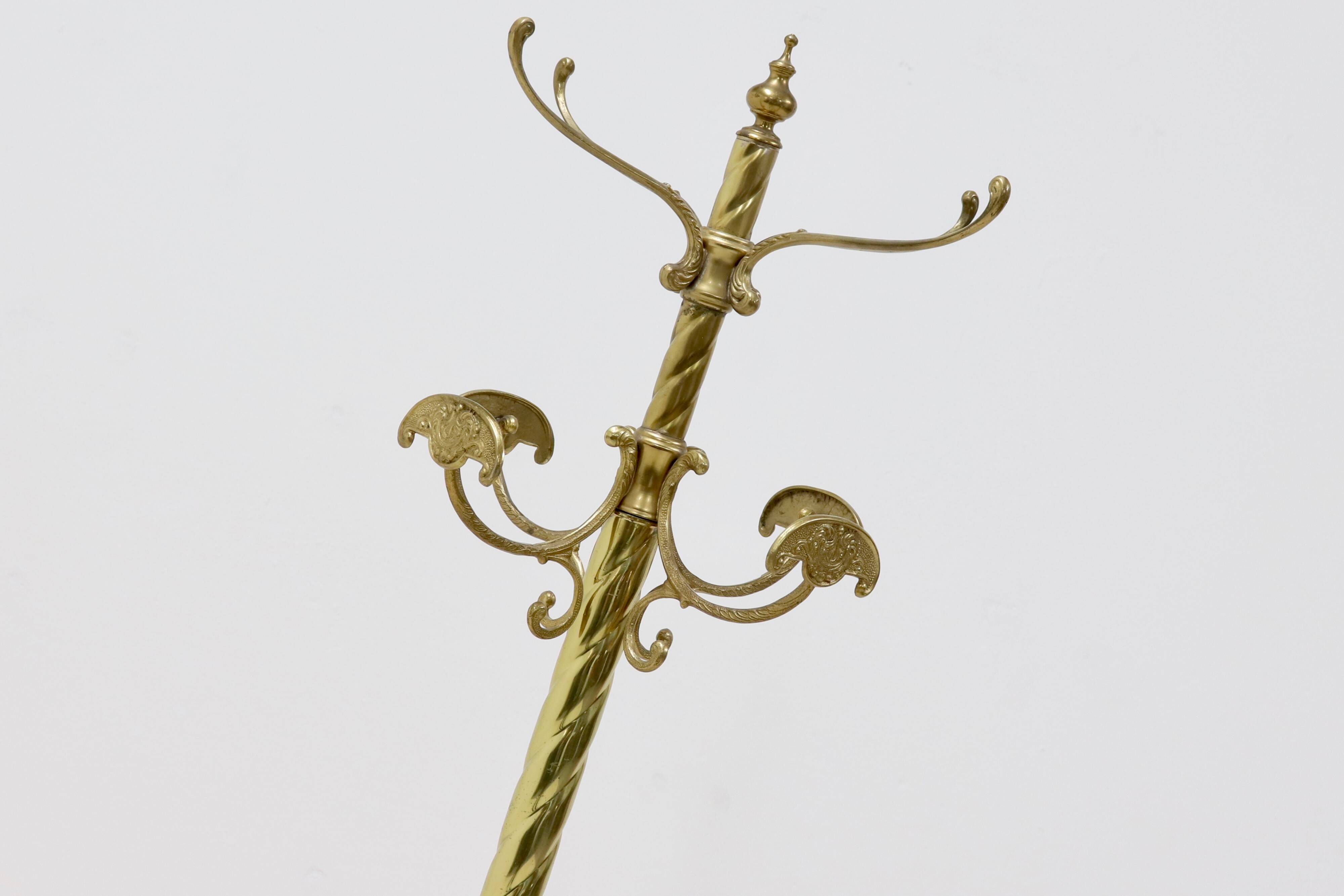 Italian Free Standing Solid Brass Coat Rack 1950s