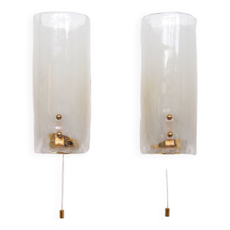 Design Kalmar glass wall lamp set with brass details