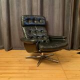 Leather swivel armchair, Denmark, 1960s