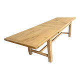Solid oak farmhouse table with 2 central extensions