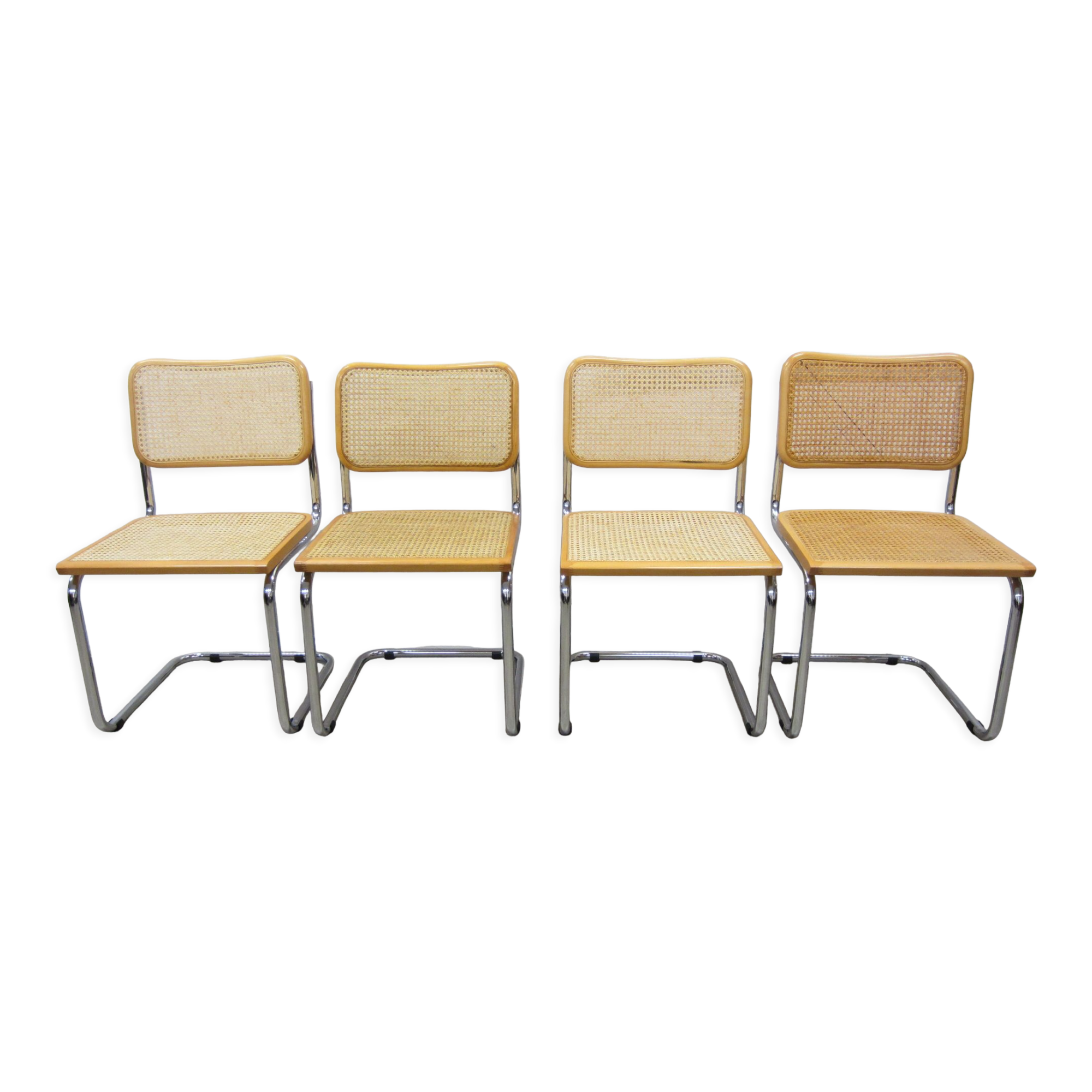 Series of 4 Cesca B32 chairs by Marcel Breuer
