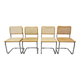 Series of 4 Cesca B32 chairs by Marcel Breuer