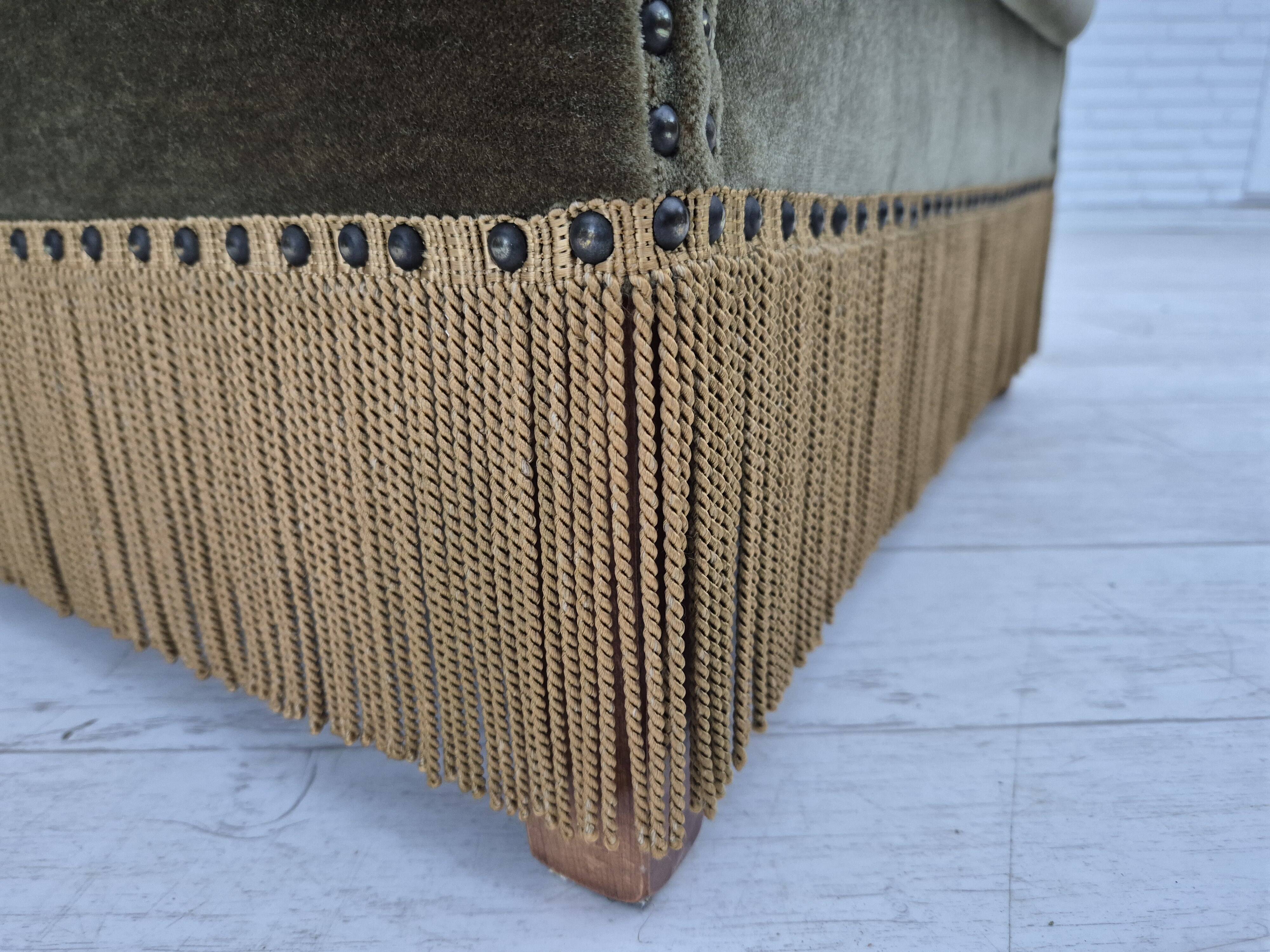 1970s, Danish highback armchair, original condition, furniture velour, double sided seat cushion.