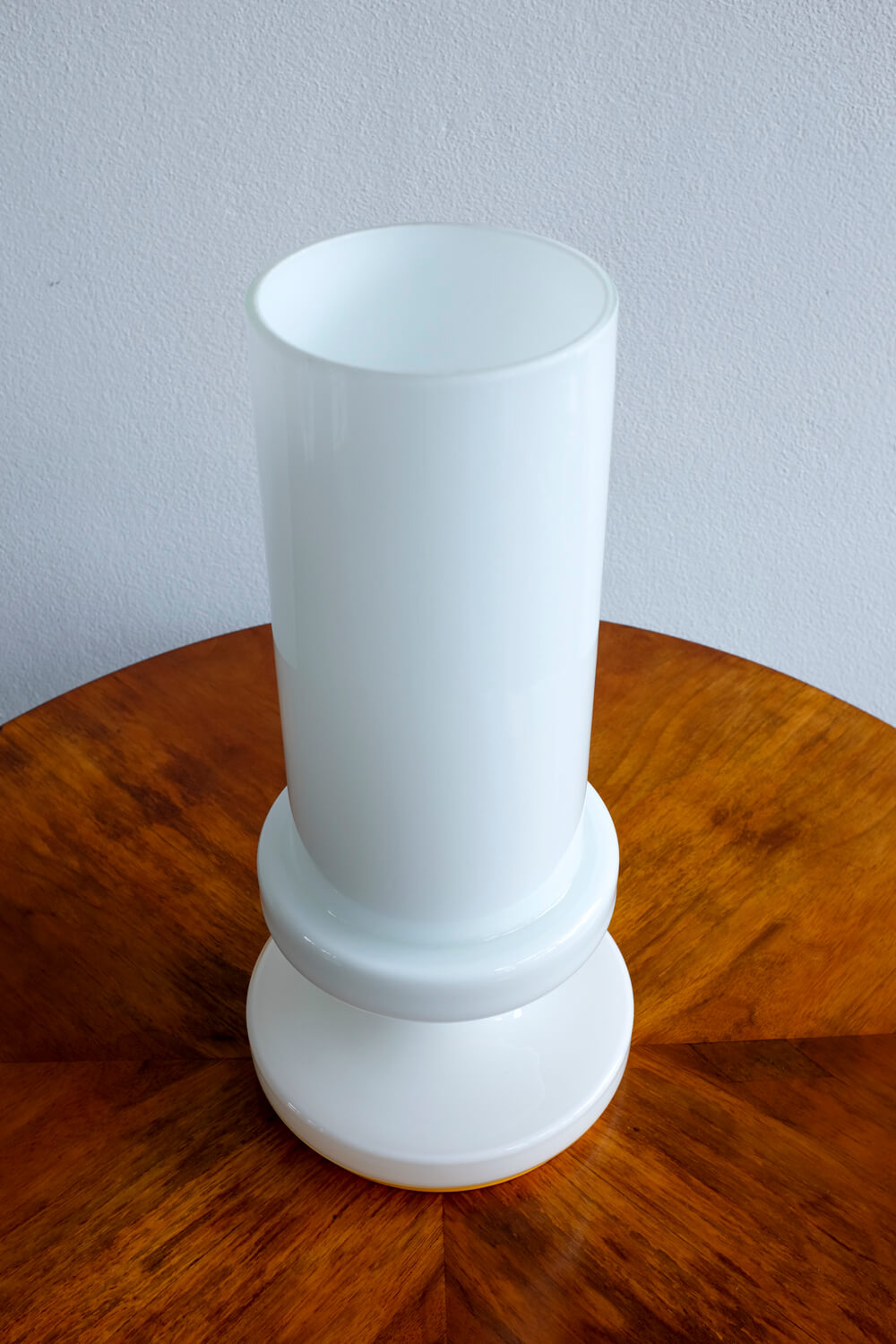 Vintage white opaline glass lamp by Valašské Meziříčí Czechoslovakia, 1970s