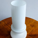 Vintage white opaline glass lamp by Valašské Meziříčí Czechoslovakia, 1970s