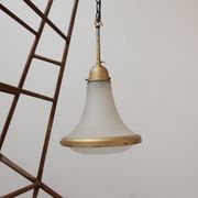 Antique etched glass German pendant light by A.E.G.
