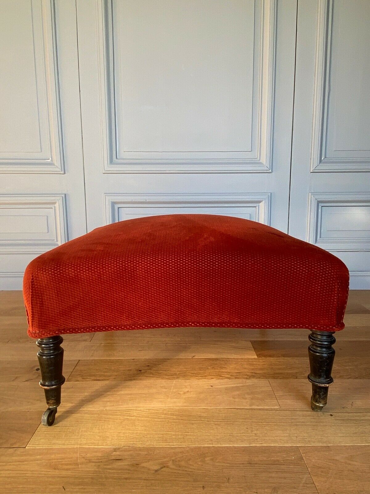 Pouf fabric Napoleon III blackened wood red velvet xix eme