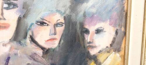 Mino maccari oil-based print 30x40 three female figurines